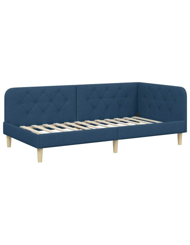 Cornice del letto ad angolo Blu 100 x 200 cm Tessuto