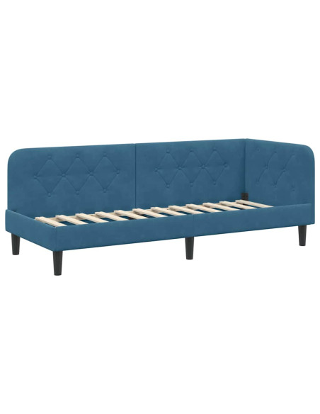 Cornice del letto ad angolo Blu 80 x 200 cm Velluto