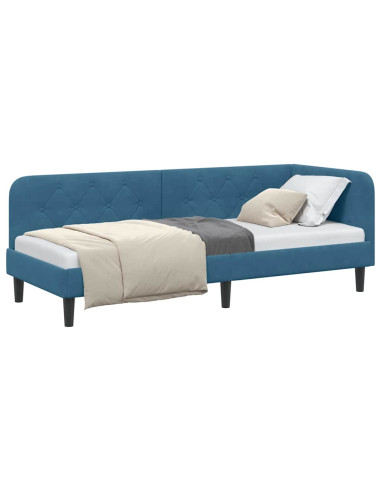 Cornice del letto ad angolo Blu 80 x 200 cm Velluto