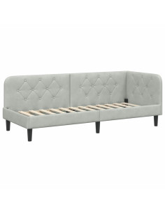 Cornice del letto ad angolo Grigio chiaro 80 x 200 cm Velluto 2