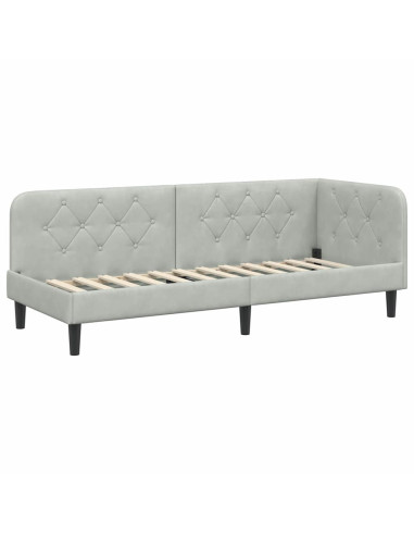 Cornice del letto ad angolo Grigio chiaro 80 x 200 cm Velluto