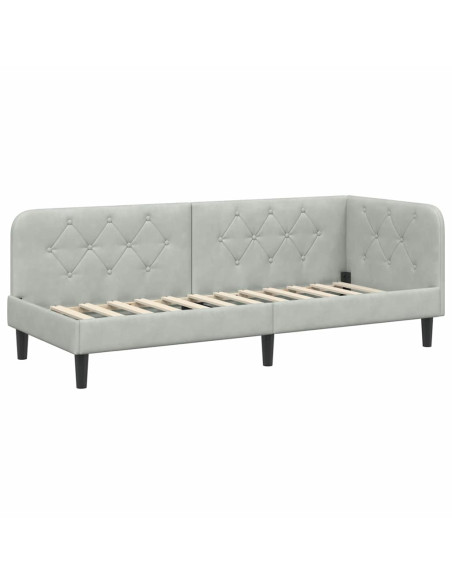 Cornice del letto ad angolo Grigio chiaro 80 x 200 cm Velluto