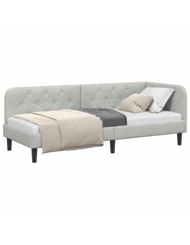 Cornice del letto ad angolo Grigio chiaro 80 x 200 cm Velluto