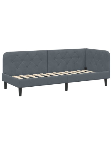 Cornice del letto ad angolo Grigio scuro 80 x 200 cm Velluto