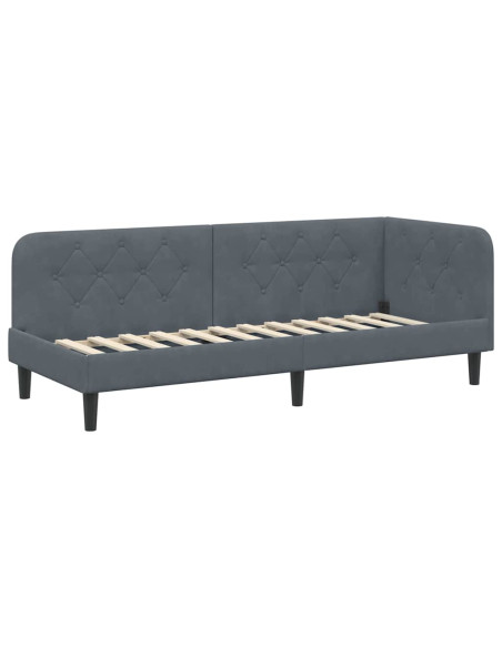 Cornice del letto ad angolo Grigio scuro 80 x 200 cm Velluto