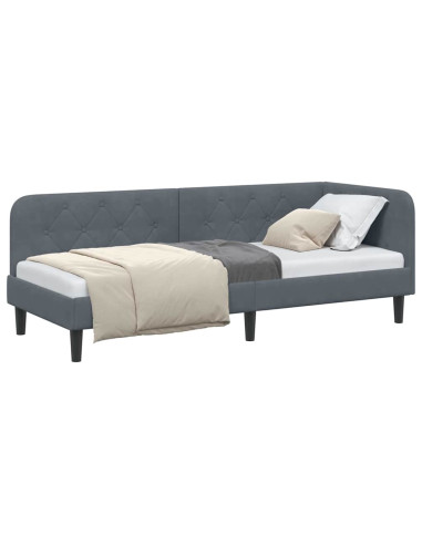Cornice del letto ad angolo Grigio scuro 80 x 200 cm Velluto