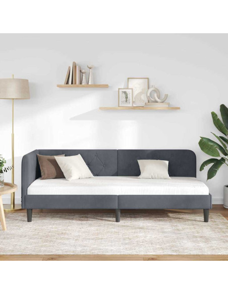 Cornice del letto ad angolo Grigio scuro 80 x 200 cm Velluto