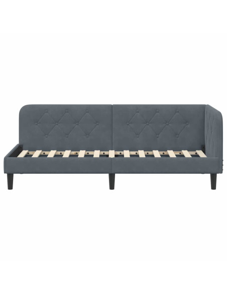 Cornice del letto ad angolo Grigio scuro 80 x 200 cm Velluto