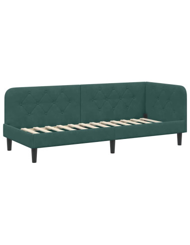 Cornice del letto ad angolo Verde Scuro 80 x 200 cm Velluto