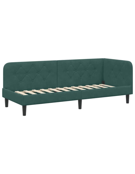 Cornice del letto ad angolo Verde Scuro 80 x 200 cm Velluto
