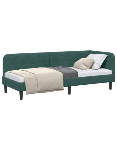 Cornice del letto ad angolo Verde Scuro 80 x 200 cm Velluto