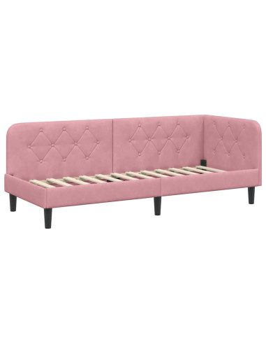 Cornice del letto ad angolo Rosa 80 x 200 cm Velluto