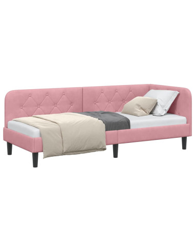 Cornice del letto ad angolo Rosa 80 x 200 cm Velluto