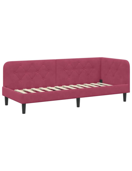 Cornice del letto ad angolo Rosso Vino 80 x 200 cm Velluto