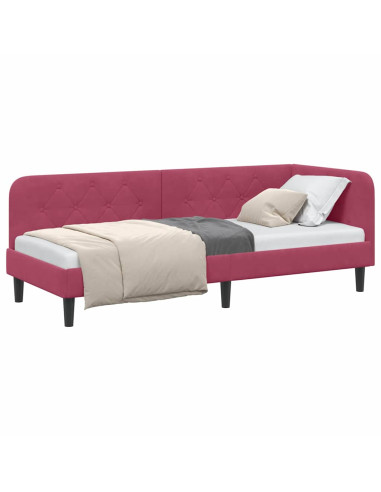 Cornice del letto ad angolo Rosso Vino 80 x 200 cm Velluto