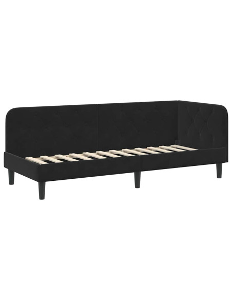 Cornice del letto ad angolo Nero 80 x 200 cm Velluto