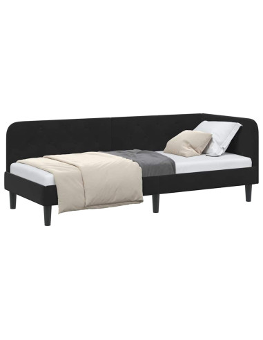 Cornice del letto ad angolo Nero 80 x 200 cm Velluto