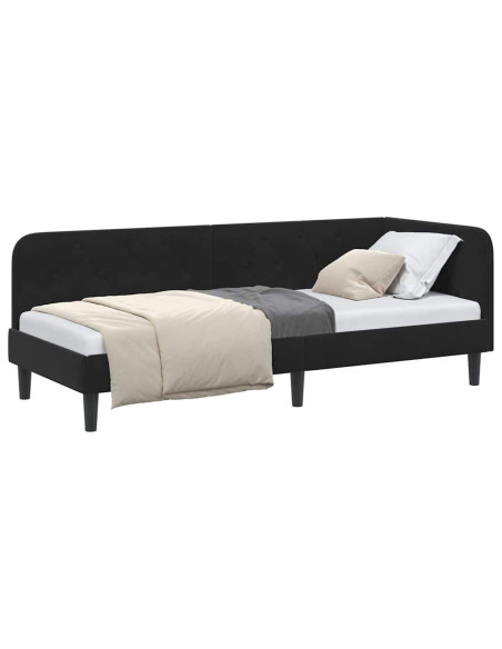 Cornice del letto ad angolo Nero 80 x 200 cm Velluto