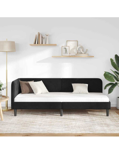 Cornice del letto ad angolo Nero 80 x 200 cm Velluto