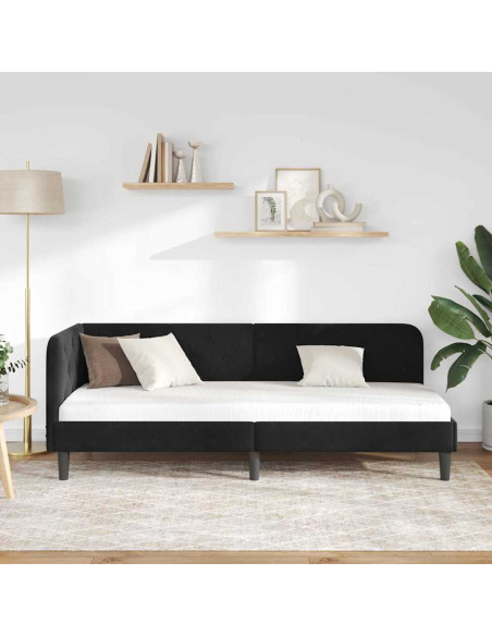 Cornice del letto ad angolo Nero 80 x 200 cm Velluto