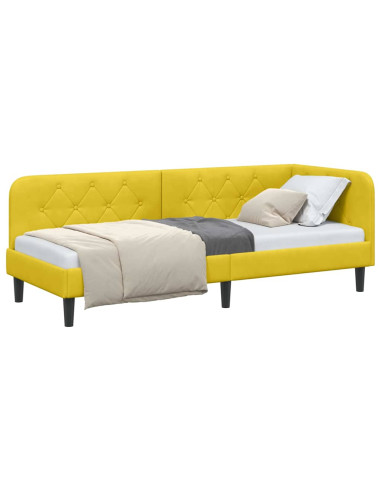 Cornice del letto ad angolo Giallo 80 x 200 cm Velluto