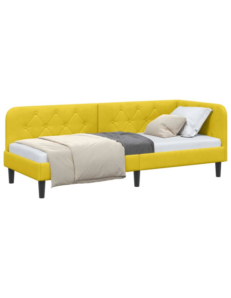Cornice del letto ad angolo Giallo 80 x 200 cm Velluto