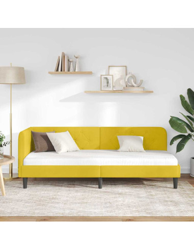 Cornice del letto ad angolo Giallo 80 x 200 cm Velluto
