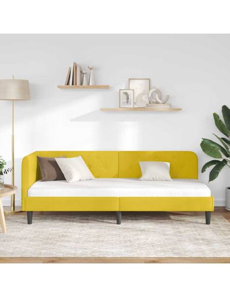 Cornice del letto ad angolo Giallo 80 x 200 cm Velluto