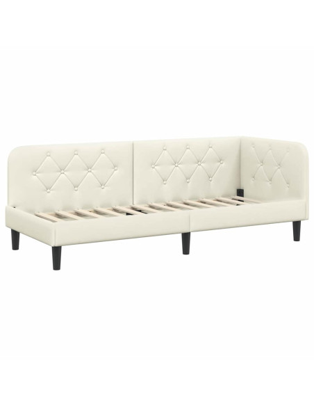 Cornice del letto ad angolo Crema 80 x 200 cm Velluto