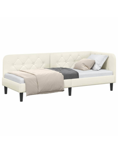 Cornice del letto ad angolo Crema 80 x 200 cm Velluto