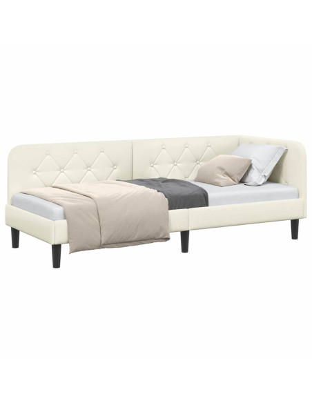 Cornice del letto ad angolo Crema 80 x 200 cm Velluto