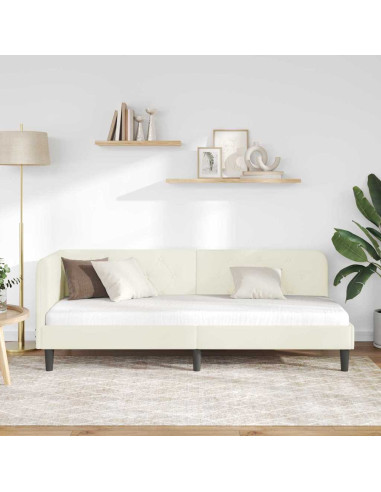 Cornice del letto ad angolo Crema 80 x 200 cm Velluto