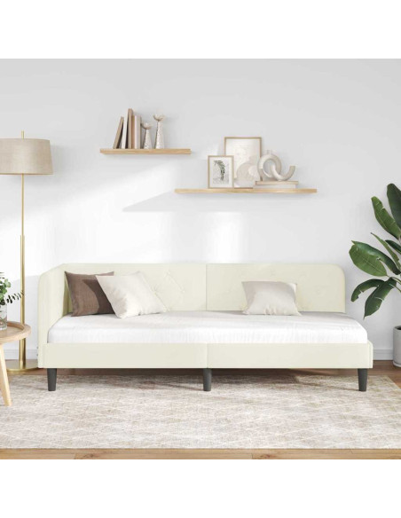 Cornice del letto ad angolo Crema 80 x 200 cm Velluto