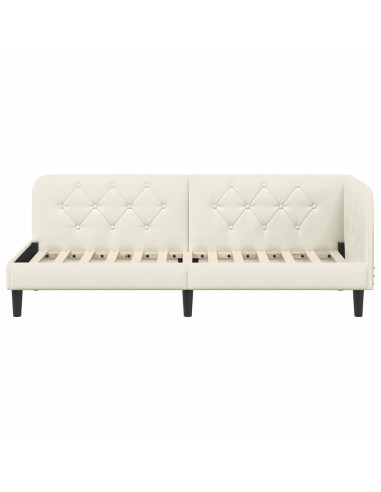 Cornice del letto ad angolo Crema 80 x 200 cm Velluto