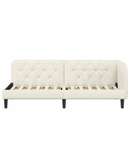 Cornice del letto ad angolo Crema 80 x 200 cm Velluto