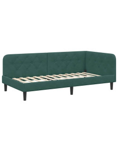 Cornice del letto ad angolo Verde Scuro 90 x 190 cm Velluto 2