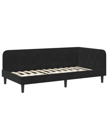 Cornice del letto ad angolo Nero 90 x 190 cm Velluto