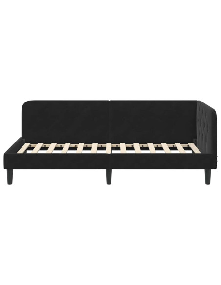 Cornice del letto ad angolo Nero 90 x 190 cm Velluto