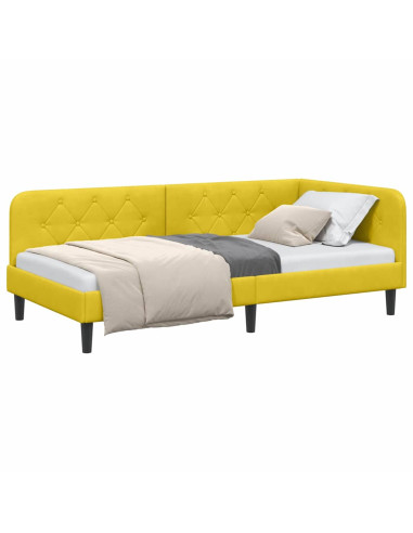 Cornice del letto ad angolo Giallo 90 x 190 cm Velluto