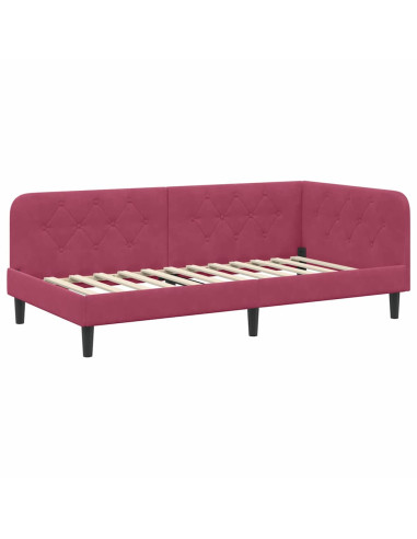 Cornice del letto ad angolo Rosso Vino 90 x 200 cm Velluto