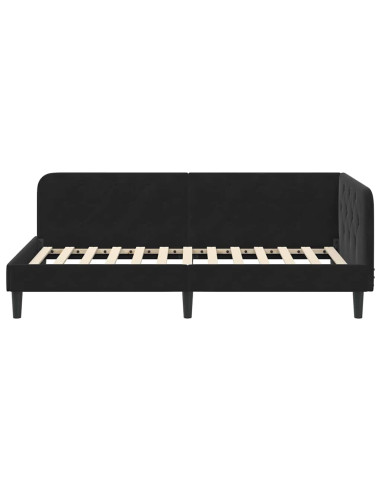 Cornice del letto ad angolo Nero 90 x 200 cm Velluto