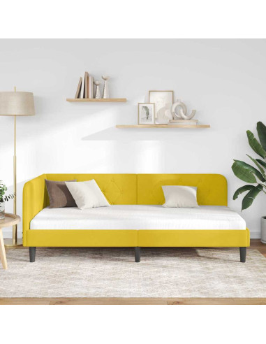 Cornice del letto ad angolo Giallo 90 x 200 cm Velluto