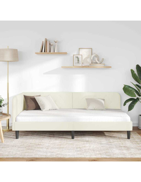 Cornice del letto ad angolo Crema 90 x 200 cm Velluto