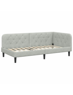 Cornice del letto ad angolo Grigio chiaro 100 x 200 cm Velluto 2