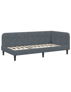 Cornice del letto ad angolo Grigio scuro 100 x 200 cm Velluto 2