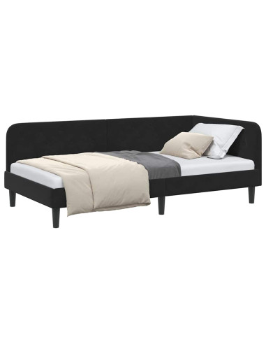Cornice del letto ad angolo Nero 100 x 200 cm Velluto