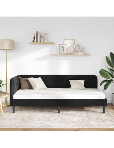 Cornice del letto ad angolo Nero 100 x 200 cm Velluto