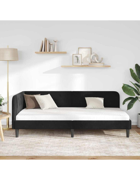 Cornice del letto ad angolo Nero 100 x 200 cm Velluto