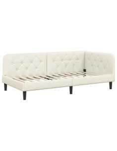 Cornice del letto ad angolo Crema 100 x 200 cm Velluto 2