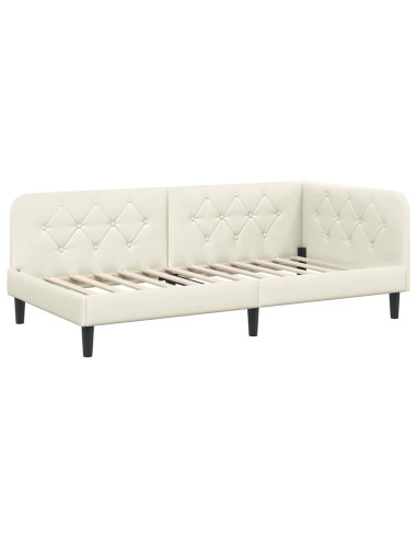 Cornice del letto ad angolo Crema 100 x 200 cm Velluto